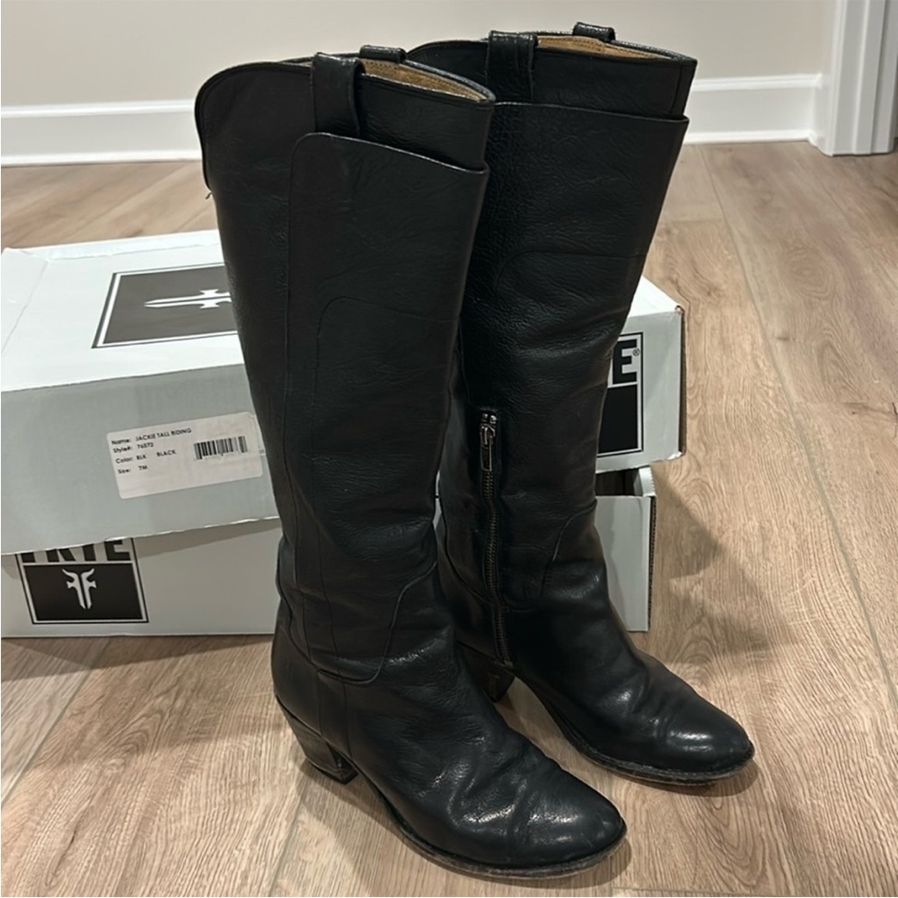 Frye Black Leather Over-the-Knee Boots